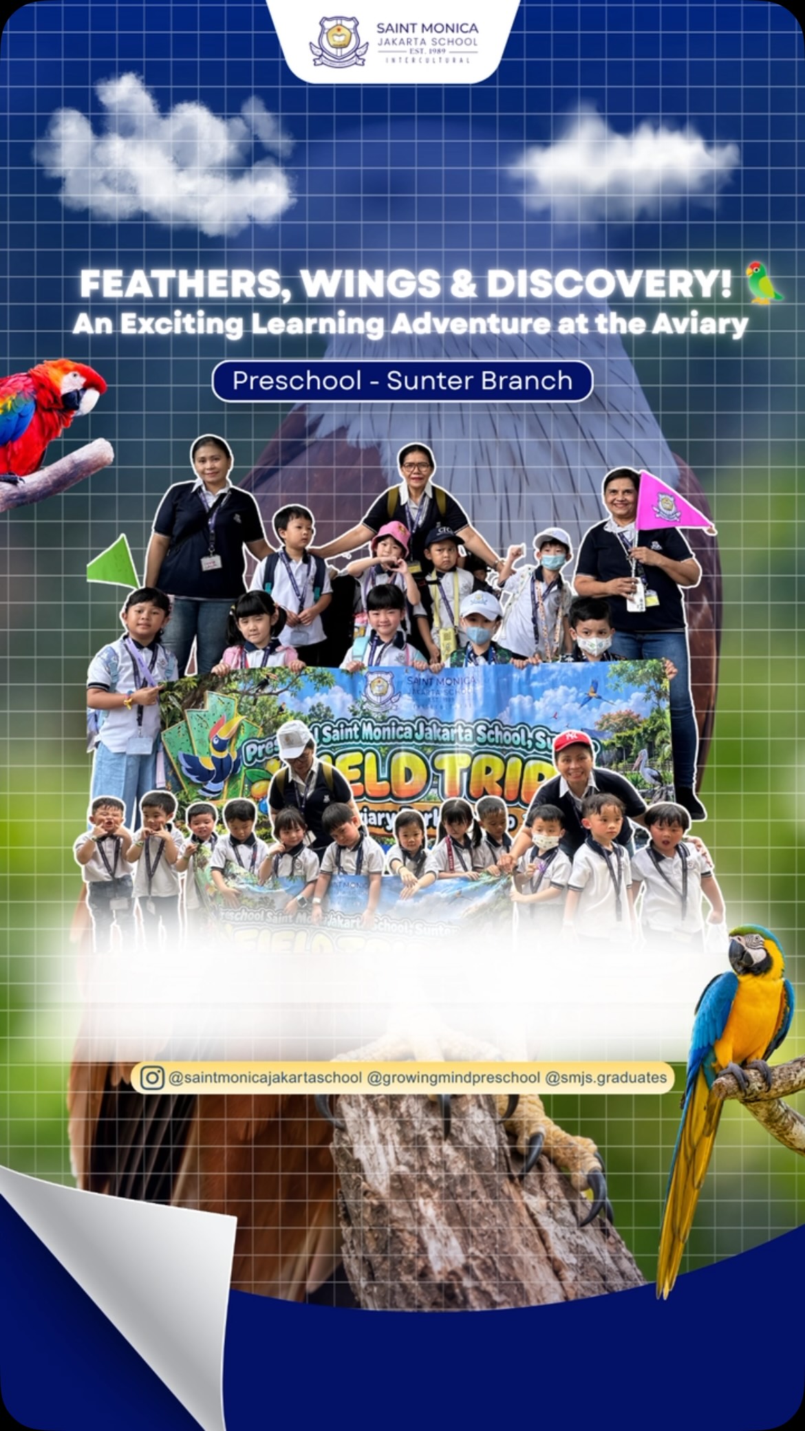 Siswa Preschool Saint Monica Jakarta School Sunter Mengenal Berbagai Jenis Burung Melalui Field Trip ke Aviary Park